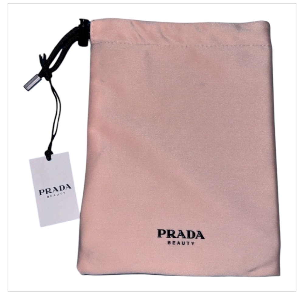 Prada Beauty Soft Barely Pink Black Reversible Makeup Cosmetics Jewelry Pouch